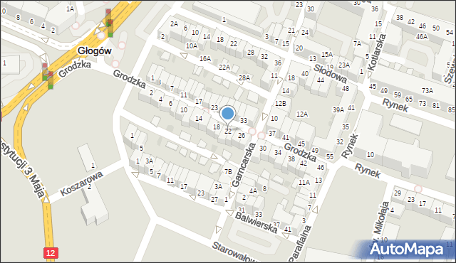 Głogów, Grodzka, 22, mapa Głogów