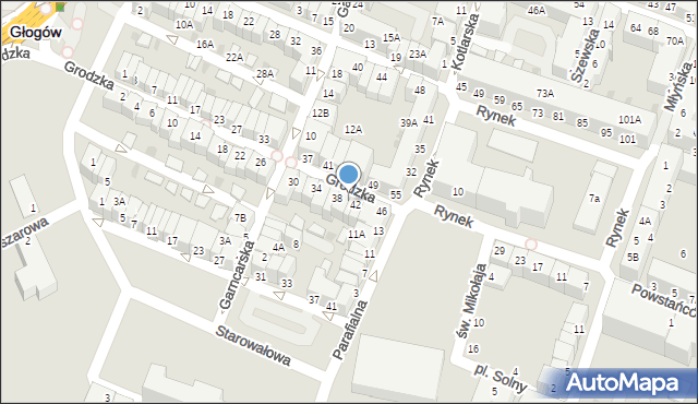 Głogów, Grodzka, 40, mapa Głogów