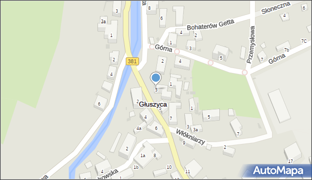 Głuszyca, Grunwaldzka, 3, mapa Głuszyca