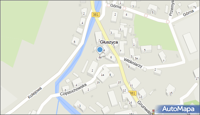 Głuszyca, Grunwaldzka, 4a, mapa Głuszyca