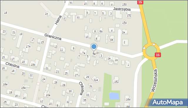 Gniezno, Graniczna, 5a, mapa Gniezna