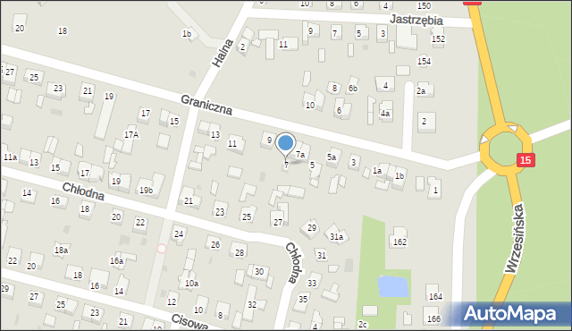 Gniezno, Graniczna, 7, mapa Gniezna