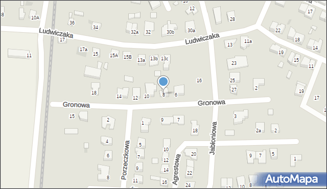 Gniezno, Gronowa, 8, mapa Gniezna