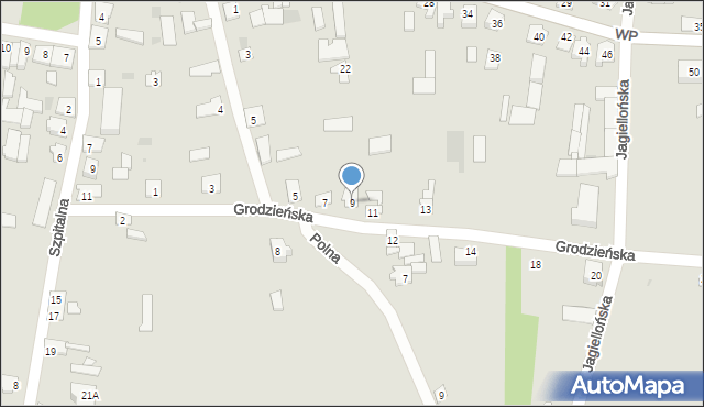 Goniądz, Grodzieńska, 9, mapa Goniądz