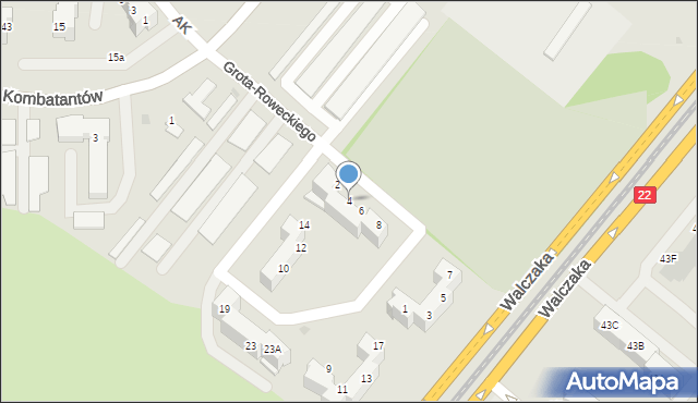 Gorzów Wielkopolski, Grota-Roweckiego Stefana, gen., 4, mapa Gorzów Wielkopolski