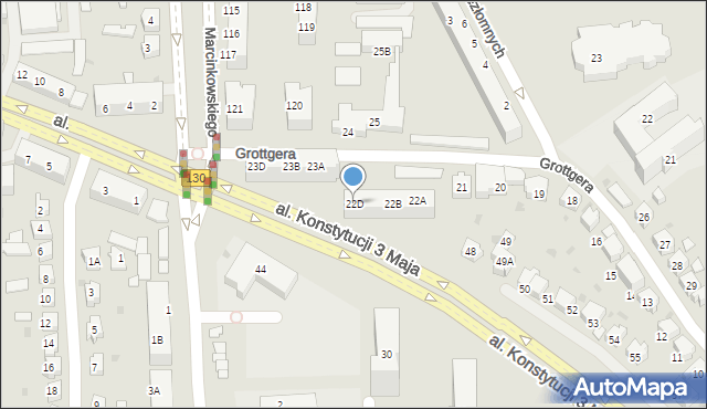Gorzów Wielkopolski, Grottgera Artura, 22D, mapa Gorzów Wielkopolski