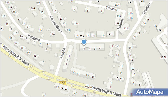 Gorzów Wielkopolski, Grottgera Artura, 5, mapa Gorzów Wielkopolski