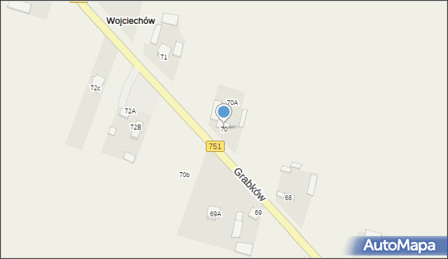 Grabków, Grabków, 70, mapa Grabków