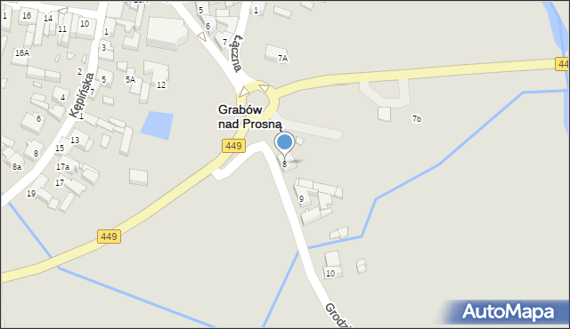 Grabów nad Prosną, Grodzka, 8, mapa Grabów nad Prosną