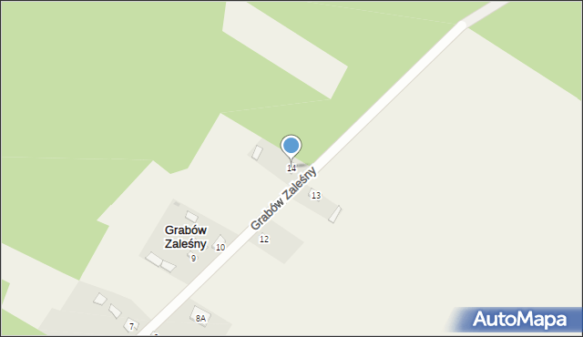 Grabów Zaleśny, Grabów Zaleśny, 14, mapa Grabów Zaleśny