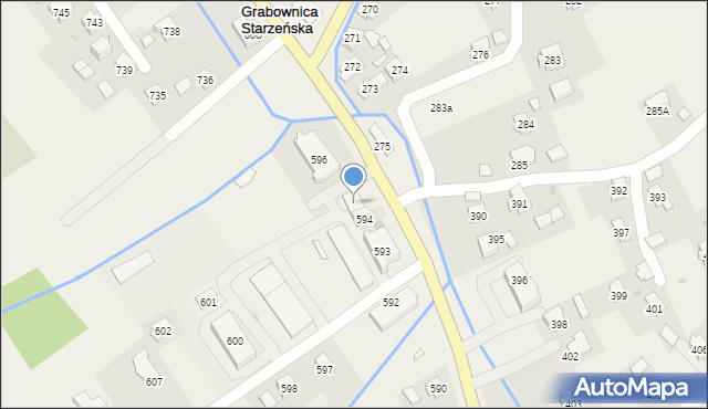 Grabownica Starzeńska, Grabownica Starzeńska, 595, mapa Grabownica Starzeńska