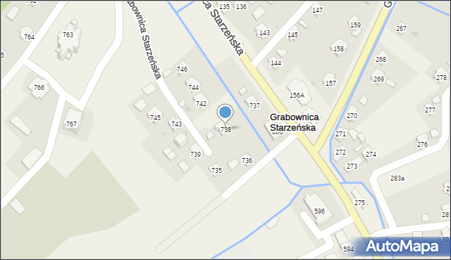 Grabownica Starzeńska, Grabownica Starzeńska, 738, mapa Grabownica Starzeńska