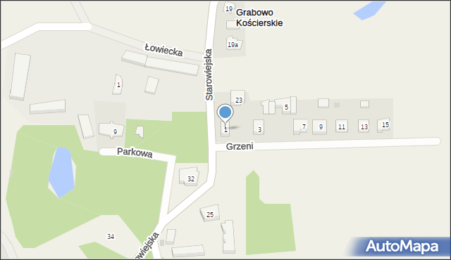 Grabowo Kościerskie, Grzeni, ks., 1, mapa Grabowo Kościerskie