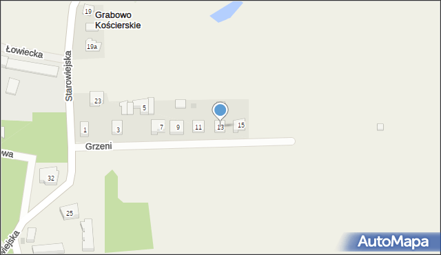 Grabowo Kościerskie, Grzeni, ks., 13, mapa Grabowo Kościerskie