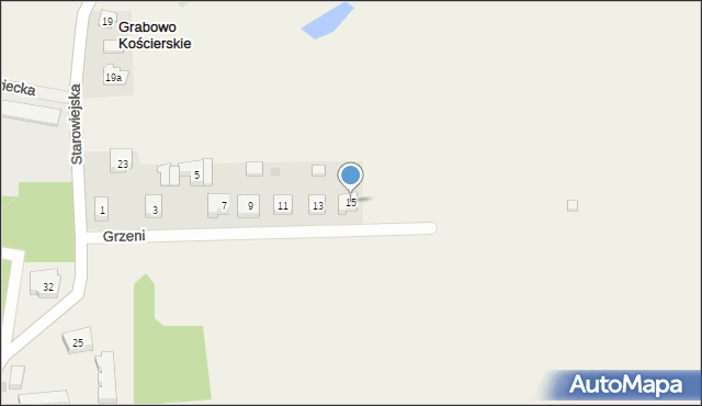 Grabowo Kościerskie, Grzeni, ks., 15, mapa Grabowo Kościerskie