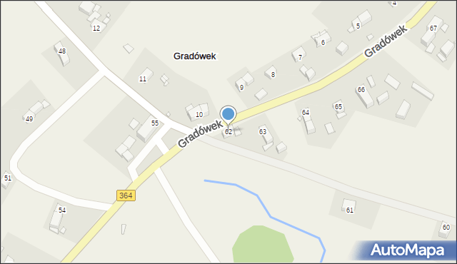 Gradówek, Gradówek, 62, mapa Gradówek