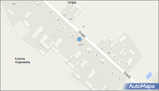 Grądy, Grądy, 13, mapa Grądy