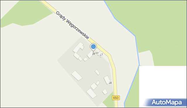 Grądy Węgorzewskie, Grądy Węgorzewskie, 16, mapa Grądy Węgorzewskie