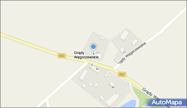 Grądy Węgorzewskie, Grądy Węgorzewskie, 9, mapa Grądy Węgorzewskie