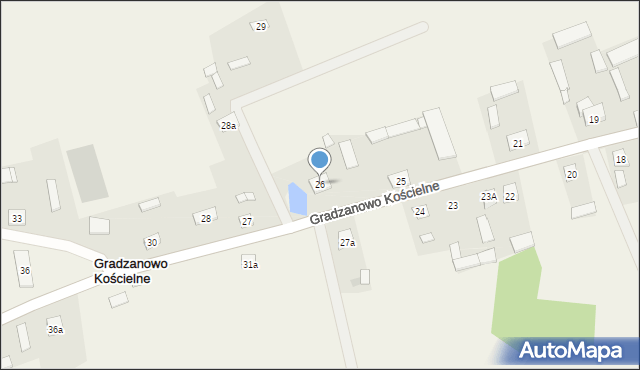 Gradzanowo Kościelne, Gradzanowo Kościelne, 26, mapa Gradzanowo Kościelne