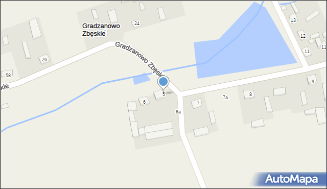 Gradzanowo Zbęskie, Gradzanowo Zbęskie, 5, mapa Gradzanowo Zbęskie