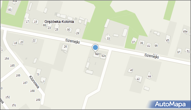 Gręzówka-Kolonia, Gręzówka-Kolonia, 92A, mapa Gręzówka-Kolonia