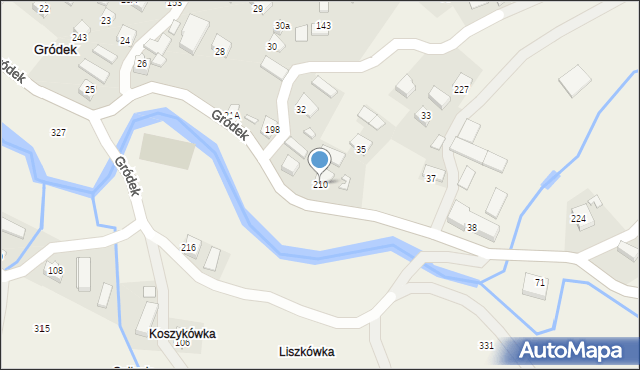 Gródek, Gródek, 210, mapa Gródek