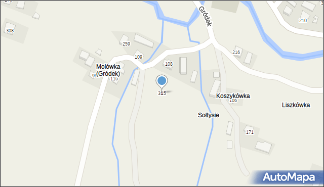 Gródek, Gródek, 315, mapa Gródek