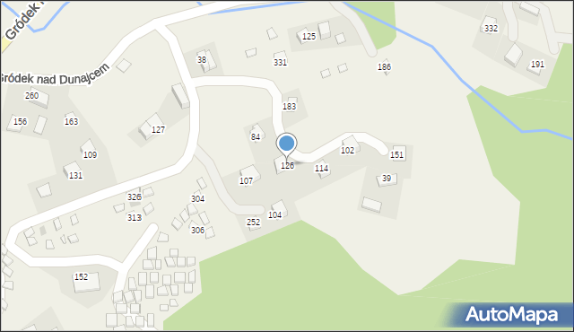 Gródek nad Dunajcem, Gródek nad Dunajcem, 126, mapa Gródek nad Dunajcem