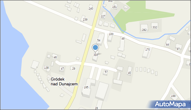 Gródek nad Dunajcem, Gródek nad Dunajcem, 310, mapa Gródek nad Dunajcem