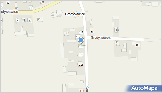 Grodysławice, Grodysławice, 114, mapa Grodysławice