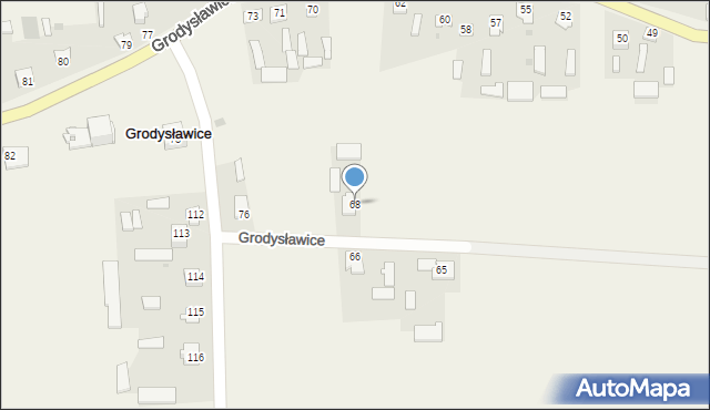 Grodysławice, Grodysławice, 68, mapa Grodysławice