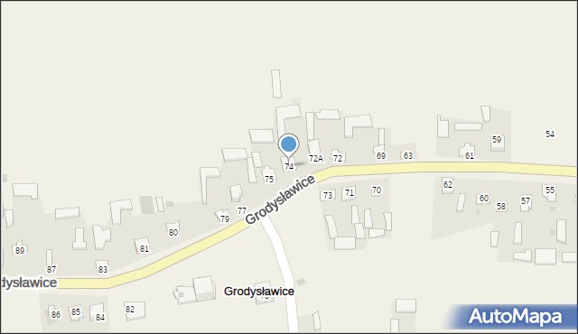 Grodysławice, Grodysławice, 74, mapa Grodysławice