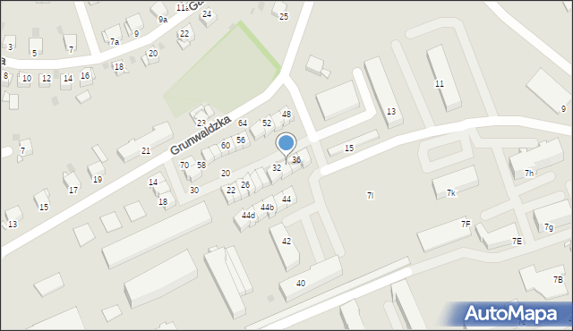 Grudziądz, Grunwaldzka, 34, mapa Grudziądza