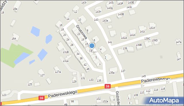 Grudziądz, Gruszowa, 9, mapa Grudziądza