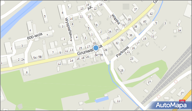 Grybów, Grunwaldzka, 24, mapa Grybów