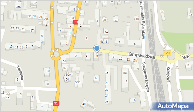 Gryfino, Grunwaldzka, 6, mapa Gryfino