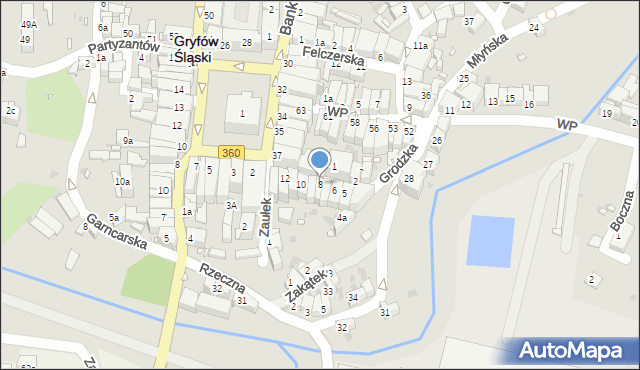 Gryfów Śląski, Grodzka, 8, mapa Gryfów Śląski