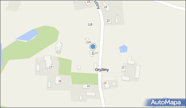 Gryźliny, Gryźliny, 21, mapa Gryźliny