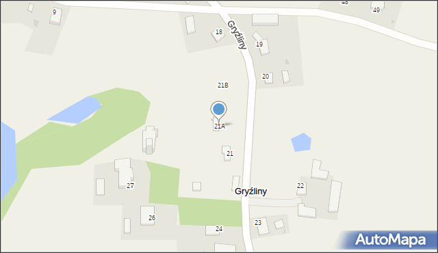 Gryźliny, Gryźliny, 21A, mapa Gryźliny