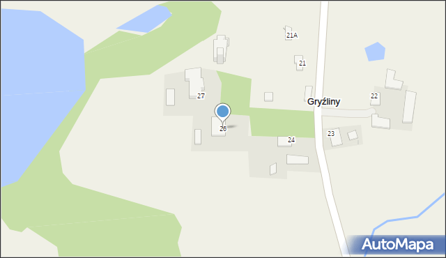 Gryźliny, Gryźliny, 26, mapa Gryźliny