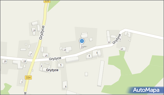 Gryżyce, Gryżyce, 13, mapa Gryżyce