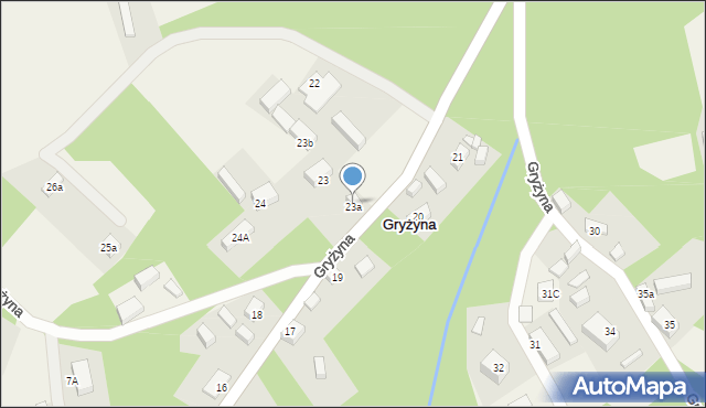 Gryżyna, Gryżyna, 23a, mapa Gryżyna