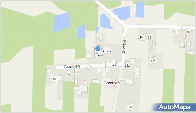 Grzebień, Grzebień, 15, mapa Grzebień