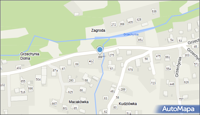 Grzechynia, Grzechynia, 399, mapa Grzechynia