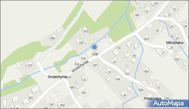 Grzechynia, Grzechynia, 539B, mapa Grzechynia
