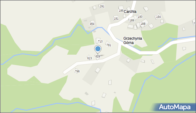 Grzechynia, Grzechynia, 624, mapa Grzechynia