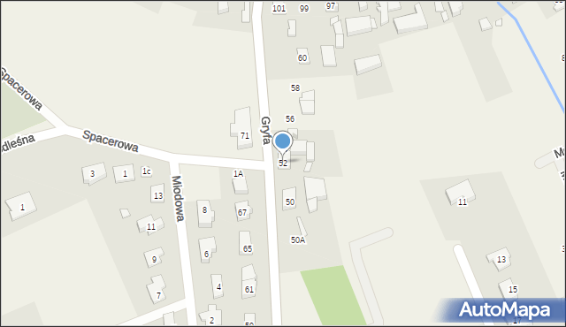 Grzędzice, Gryfa, 52, mapa Grzędzice
