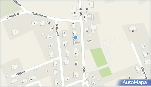 Grzędzice, Gryfa, 65, mapa Grzędzice