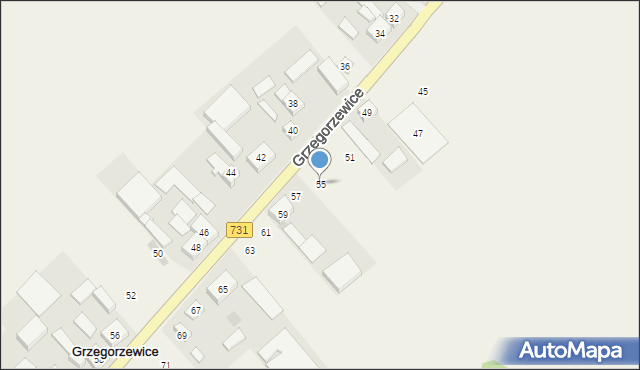 Grzegorzewice, Grzegorzewice, 55, mapa Grzegorzewice